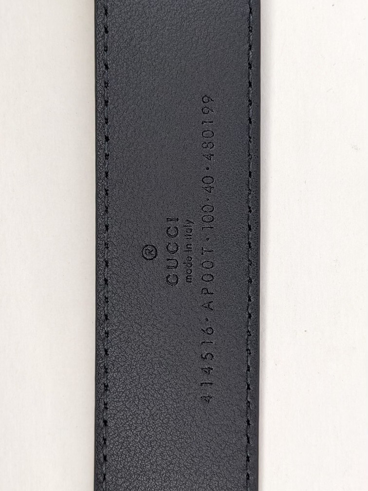 Pre-owned Gucci Authentic  Women's Slim Smooth Leather Belt With Gg Buckle 409417 In Black