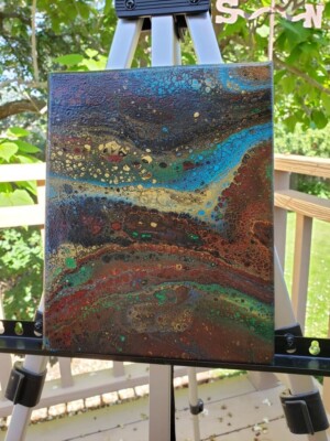 ELISEO 8x10 Acrylic Abstract Fluid Art Painting on Stretched Canvas