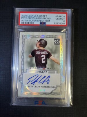 2020 Leaf Ultimate Draft Pete Crow Armstrong Auto Silver Spectrum /15 Psa 10 Rc
