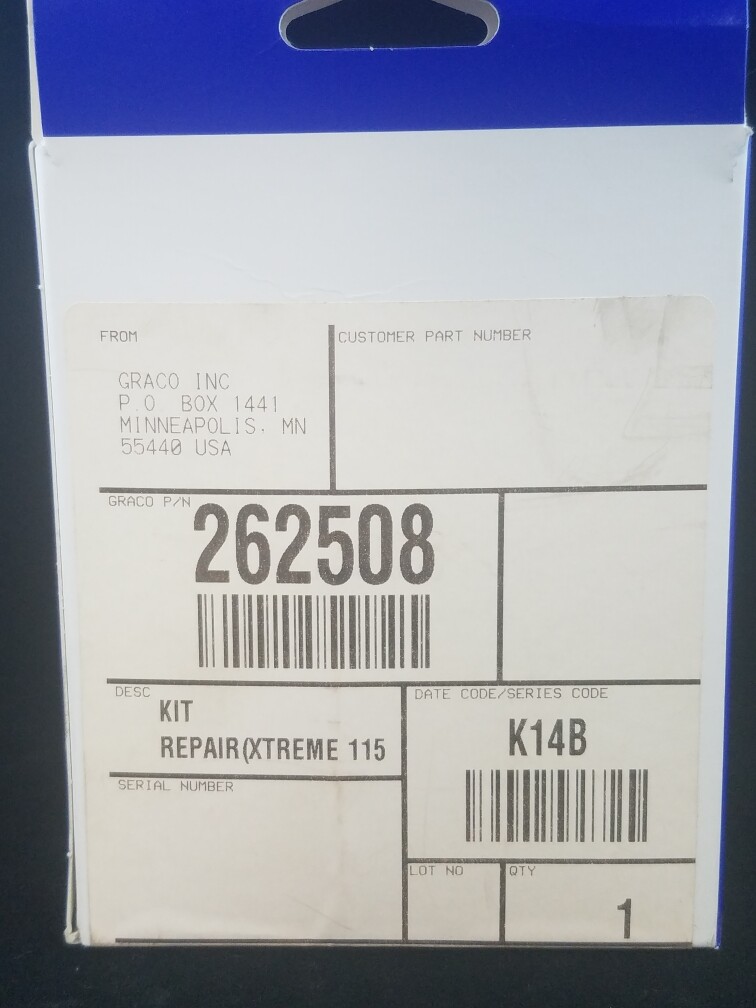 GRACO 262508 Supersedes (288060)  Repair Parts for Xtreme 115cc Lower