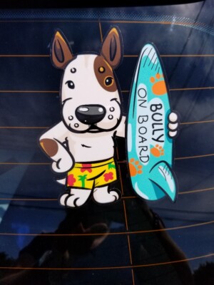 English Bull Terrier Pit Bull Dog Surf SUP Stand Up Paddle Surfing Decal Sticker