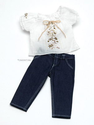 Doll Clothes 18'' Jeans Blouse Carpatina's Fun and Chick SB0026N Fits AG Dolls