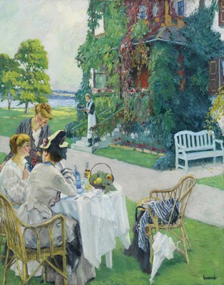 Edward Cucuel Five O Clock Tea Canvas Print 16 x 20