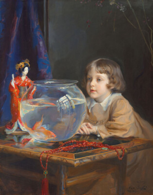 Philip Alexius de Laszlo John de Laszlo And A Goldfish Bowl Canvas Print 16 x 20