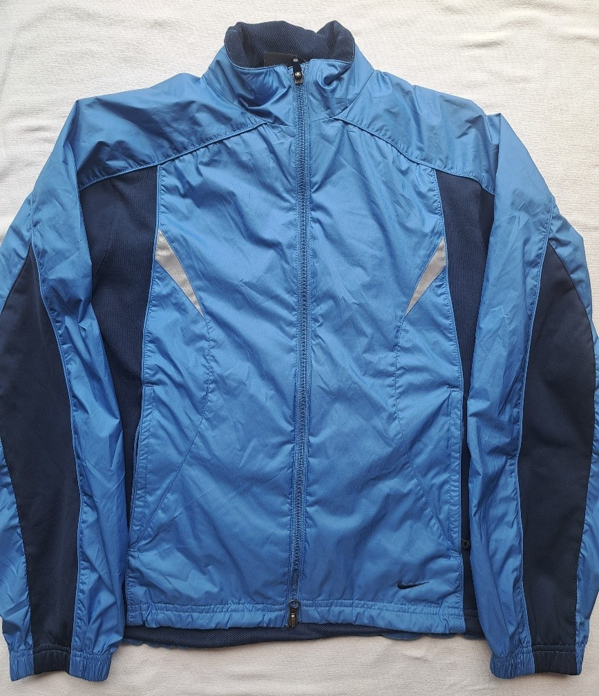 Vintage Women's Nike Blue Reflective Windbreaker Jacket High Collar Size M(8-10)