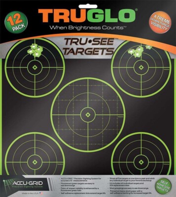 Truglo Tru-See Splatter 12'' x 12'' Green 5-Bullseye Target - 12 Targets