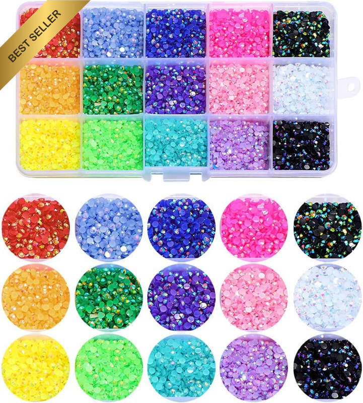 15000 Pcs/Box Nail Art Rhinestones,15 Colors 3Mm Flat-Bottomed round Nail Rhines