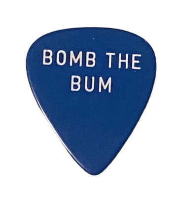 Vintage Guitar Picks-D Andrea 351-Ad-Lib-BOMB THE BUM-Blue Heavy-Joe Macey Pick