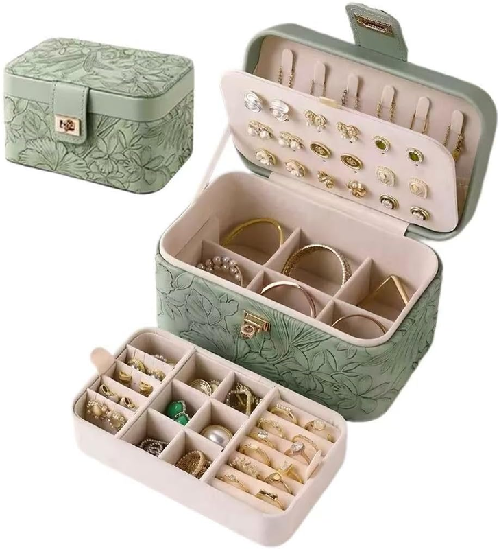 Luxury Printed Jewellery Box with Alloy Lock; Spacious Velvet Lined Jewellery Or