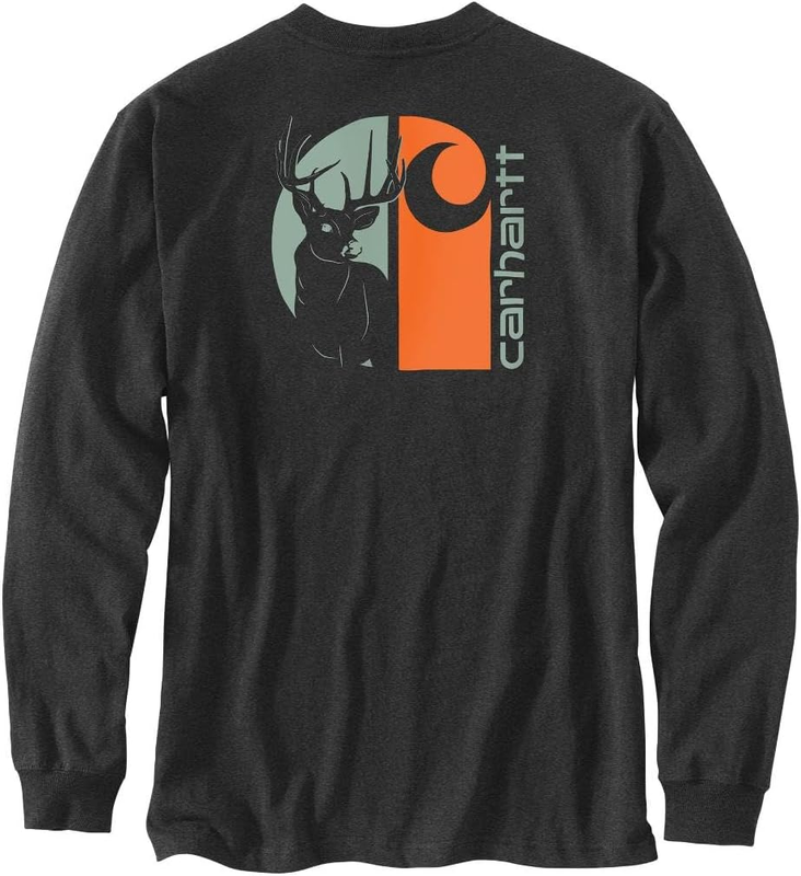 Carhartt Men’s Loose Fit Heavyweight Long-Sleeve Pocket Deer Graphic T-Shirt