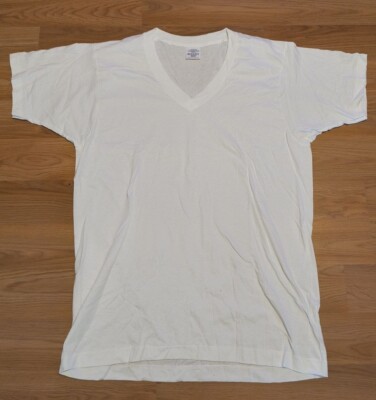 NOS vintage 80s Botany 500 blank vneck t shirt L white single stitch plain
