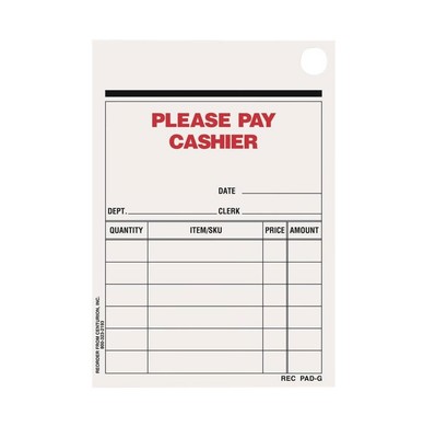 Centurion REC PAD-G Please Pay Cashier Pad, 4-1/4 in x 3 in