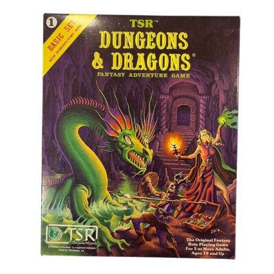 TSR Dungeons & Dragons Basic Set 1 VG Purple Box 1981 #1011 SEALED DICE & CRAYON