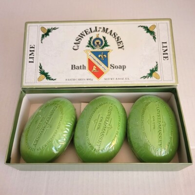 VTG Caswell-Massey Co Ltd Bath Bar Soap Cakes (3) x 5.8oz Box Set In Box - Lime
