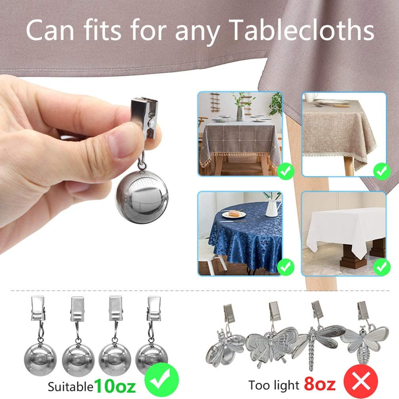 Tablecloth Weights 10oz Heavy Premium Tablecloth Clips Added Weights 4 Pack New