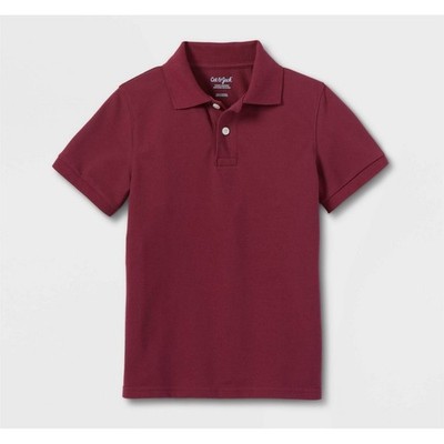 Boys Cat & jack short sleeve uniform polo shirt burgundy size L 10/12