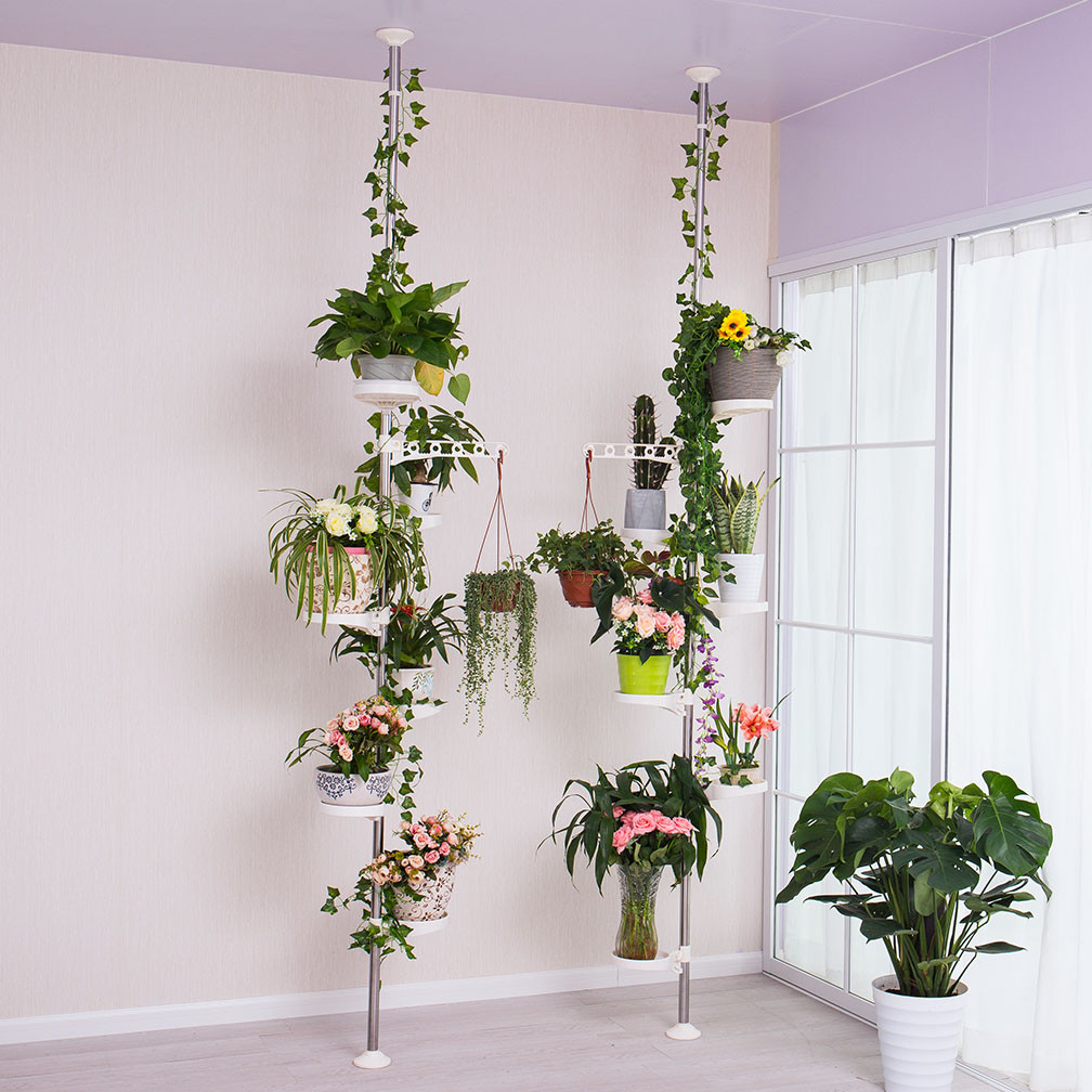 FOME 7Layer Metal Spring Single Pole Stand Corner Flower