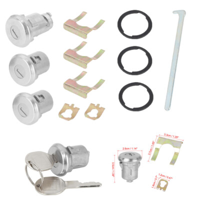 Silver Tone Door Lock Cylinder Set With 2 Keys For Buick For Chevy For Pontiac
