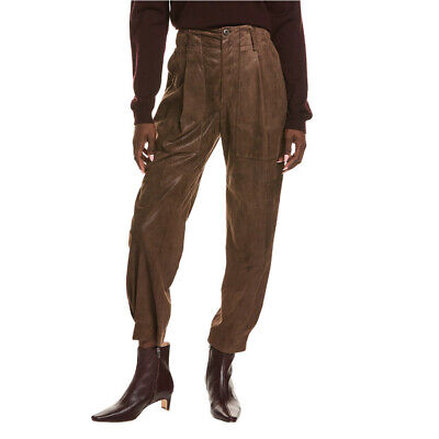 Pre-owned Brunello Cucinelli Women's 100% Leather Casual Pants/trousers In Cacao