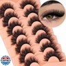 Kiromiro Mink Lashes False Eyelashes 18mm 3D Volume Cat Eye Lashes Faux Mink Eyelash Wispy Fake Eyelashes Thick Strips Lash Pack, 7 Pairs