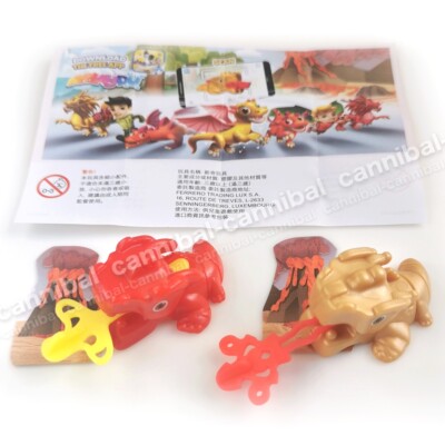 ~ KINDER Joy - Surprise Eggs Toy - VQ090, VQ091- set of 2 SQUEEZE FIRE DRAGONs