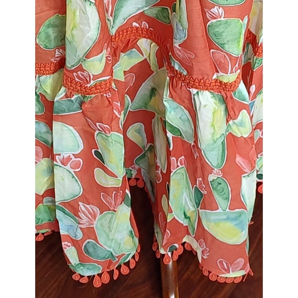 Pre-owned Charo Ruiz Ibiza Maxi Dress M Salamanca Terra Fruits Orange Cotton Resort Summer