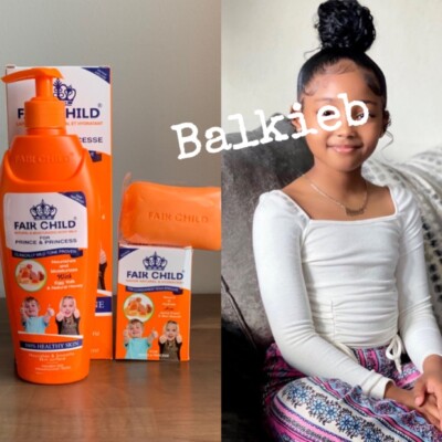 Fair child natural skin tone with egg yolk+ honey body lotion & 1 soap Kid+teens