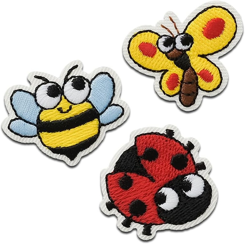 Mono Quick 18007 Recycl-Patch Wiesentiere Trio Applikation, Biene Schmetterling