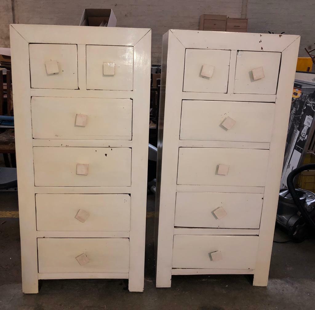 2 Tall White Solid Wood Chest Of Drawers in Glasgow Gumtree