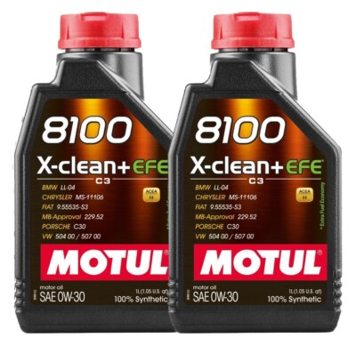 Motul 8100 X-CLEAN+ EFE 2 Liter SAE 0W-30 100% Synthetic Engine Oil 2 x 1L