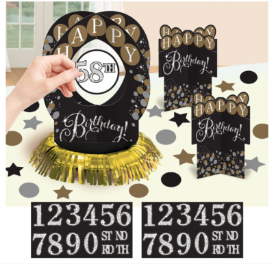 Sparkling Celebration Birthday Party Add-Any-Age Table Decoration Kit ~ 51pc