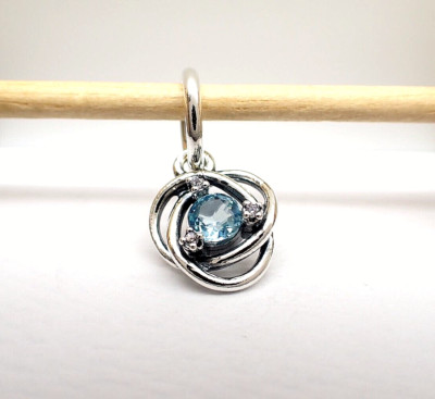 Authentic Pandora #793125C03 Sea Aqua Blue March Eternity Circle Dangle Charm