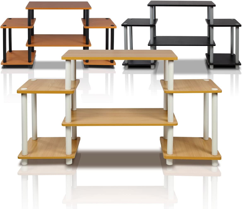 No Tools Entertainments TV Stand Beech/White