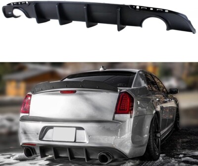 Rear Bumper Matte Black Lip Diffuser PP Fits for 15-2023 Chrysler 300 Shark Fin
