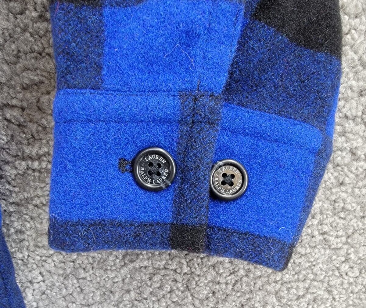 Lauren Ralph Lauren Buffalo Check Twill Shirt Jacket Women's 18 Blue/Black L/S - Picture 11 of 20