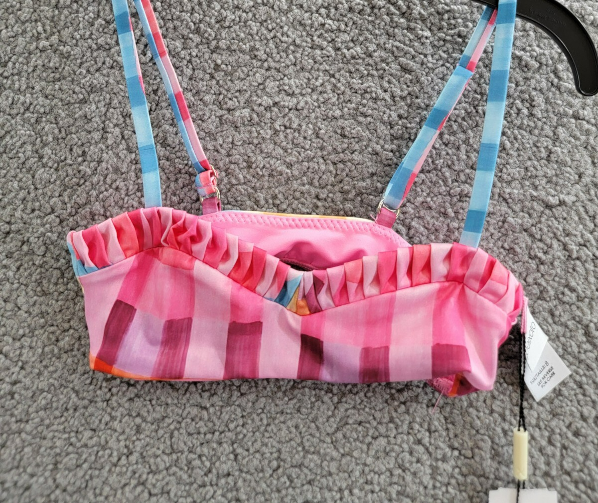 Peixoto Emmy Two Piece Swim Suit Girls' 8 Multi Check Adjustable Straps Pullover - Picture 4 of 23