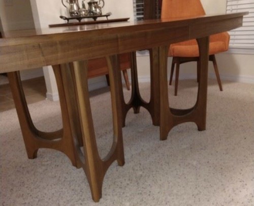 MCM Adrian Pearsall Tall Back Chairs Orange With A Brazilian Dining Table Retro