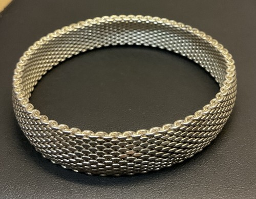 Vintage Signed GC 925 Sterling Silver Mesh Link Bracelet