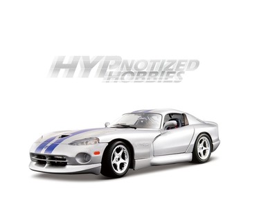 BBURAGO 1:18 DODGE VIPER GTS COUPE WITH BLUE STRIPES DIE-CAST SILVER 18-12041SIL
