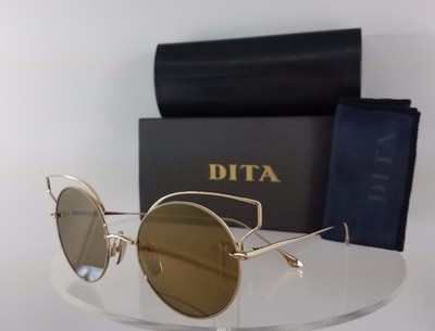 Pre-owned Dita Brand Authentic  Sunglasses Believer 23008-b-tan-gld-52mm Gold Frame In Mirrored Gold Refection