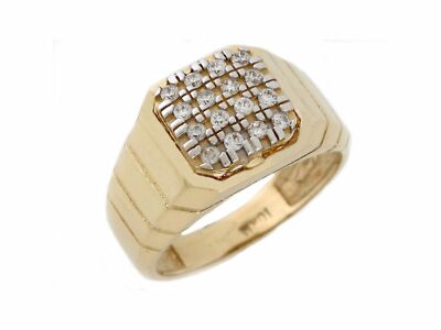 Pre-owned Jackani 10k Or 14k Two Tone Gold White Cz Cluster Opulent Wide Band Unisex Ring