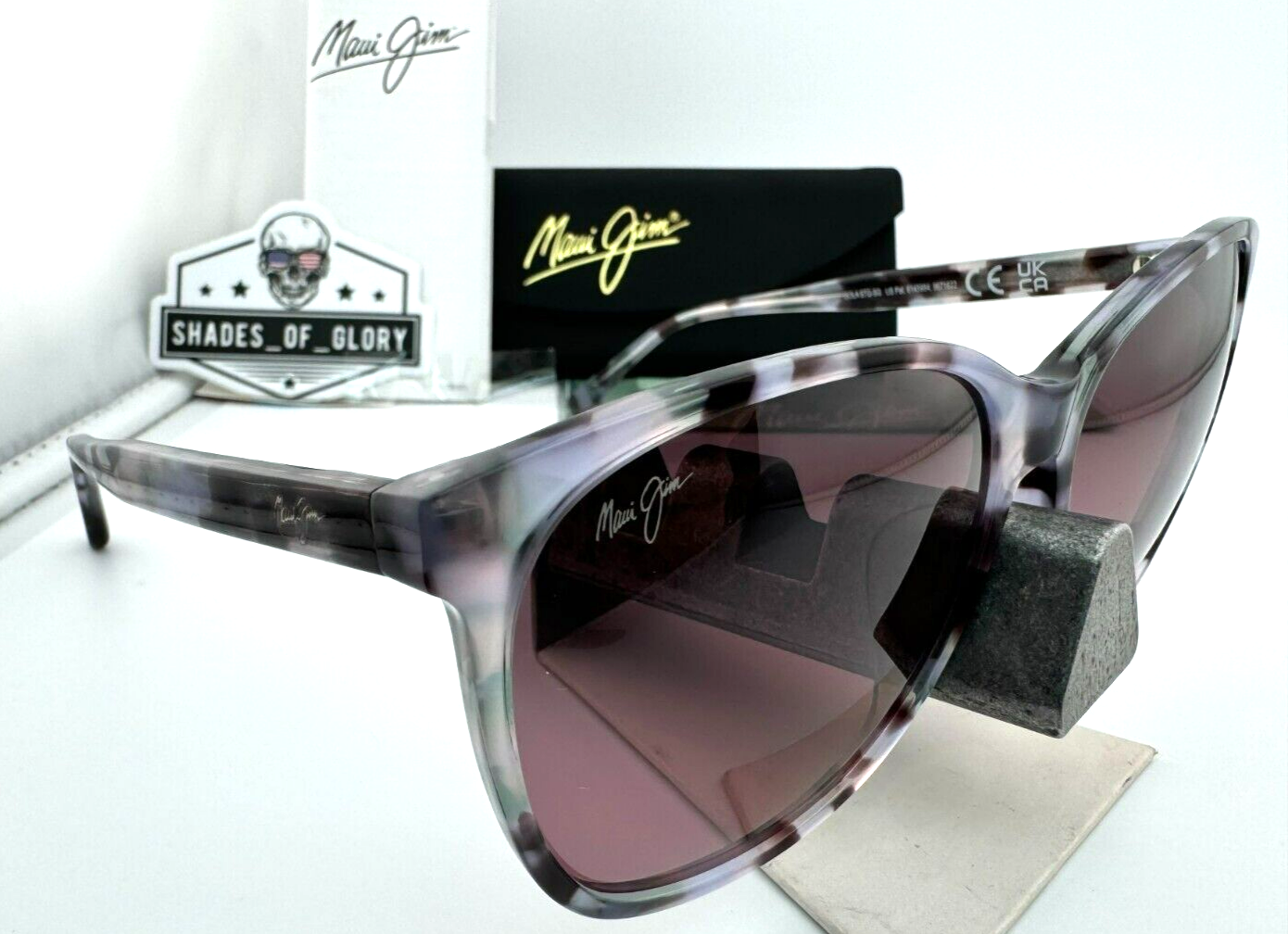 Pre-owned Maui Jim Isola Mj 821-28e Purple Havana With Maui Rose Polarized Sunglasses In Pink