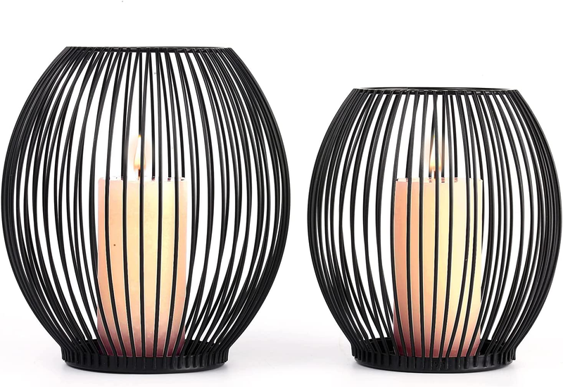 S Set - Black Outdoor Candle Holder - Pillar Candle Hol