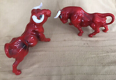 Vintage Mid Century Large Red Bull With Horns Set Of 2 Fine Quality LEGO 1960’s