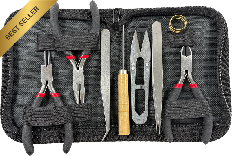 Jewellery Making Tools, 8 Pieces Bead Tool Set, Scissors, Pliers, Tweezers, Craf