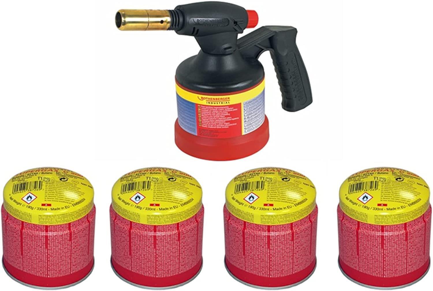 Rothenberger RoFlame Lötlampe Premium Piezo inkl. 4x C200 Gaskartuschen