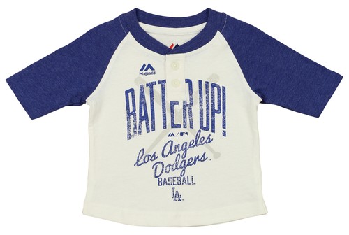 Футболка Majestic MLB Infant Girls Los Angeles Dodgers с рукавами 3/4 Henley