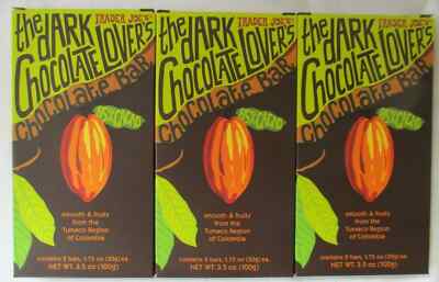 3 X Trader Joe's Dark Chocolate Lover's Chocolate Bar 85% Cacao Smooth & Fruity