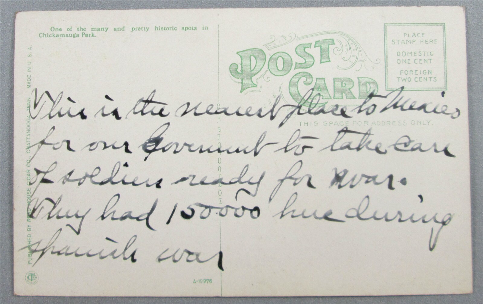 On The Firing Line, Chickamauga Park, Chattanooga TN Postcard (#6740)