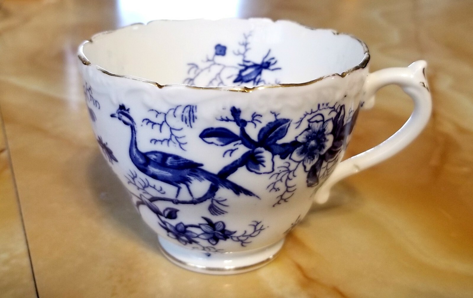 Vintage COALPORT White & Blue Bird Motif Cup and Saucer, 'Cairo'